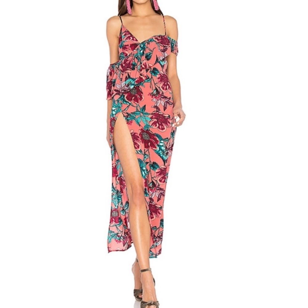 For love and lemons flamenco maxi slit dress